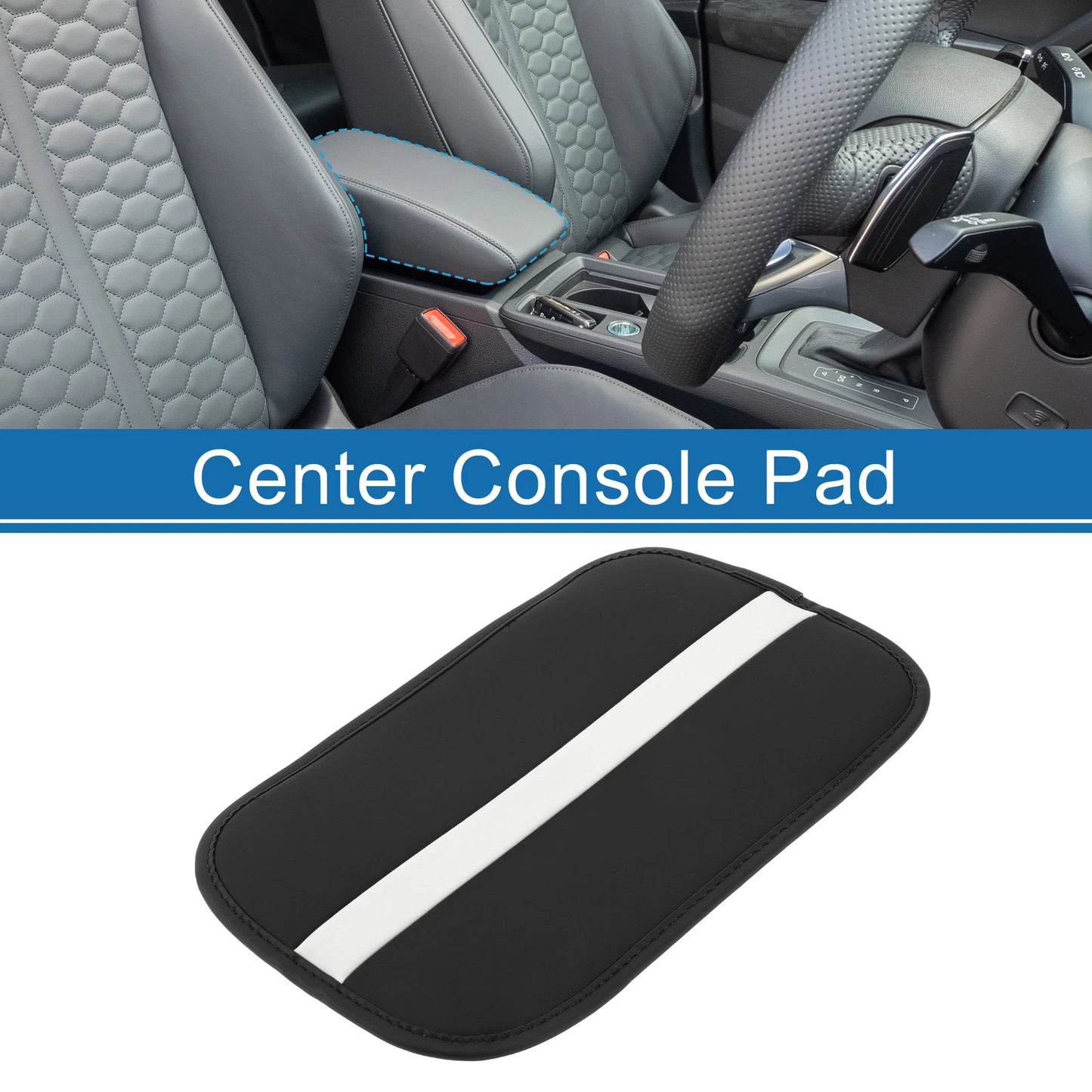 Armrest Cushion Pad for Car (12.20"x7.48", Microfiber Leather, Black)