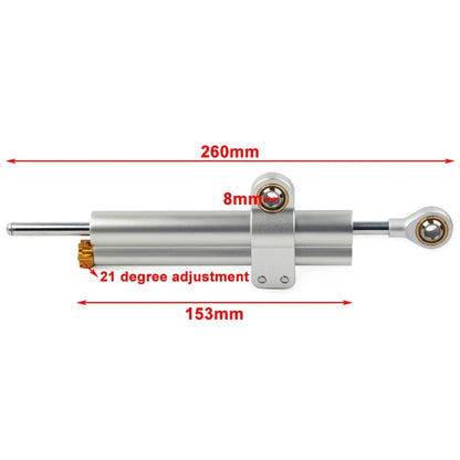 260mm Steering Damper Stabilizer for Motorcycle - Silver