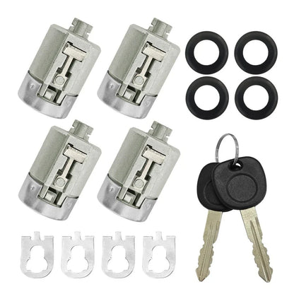4 Pcs Door Lock Cylinder & 2 Keys for Chevrolet Express Savana 1500 2500 3500 (2003-2023)