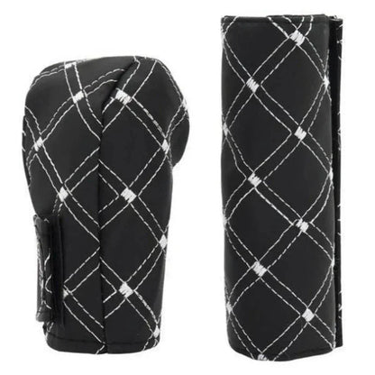 2 x Gear Shift And Handbrake Cover Set Red Wine Cloth for Manual Cars