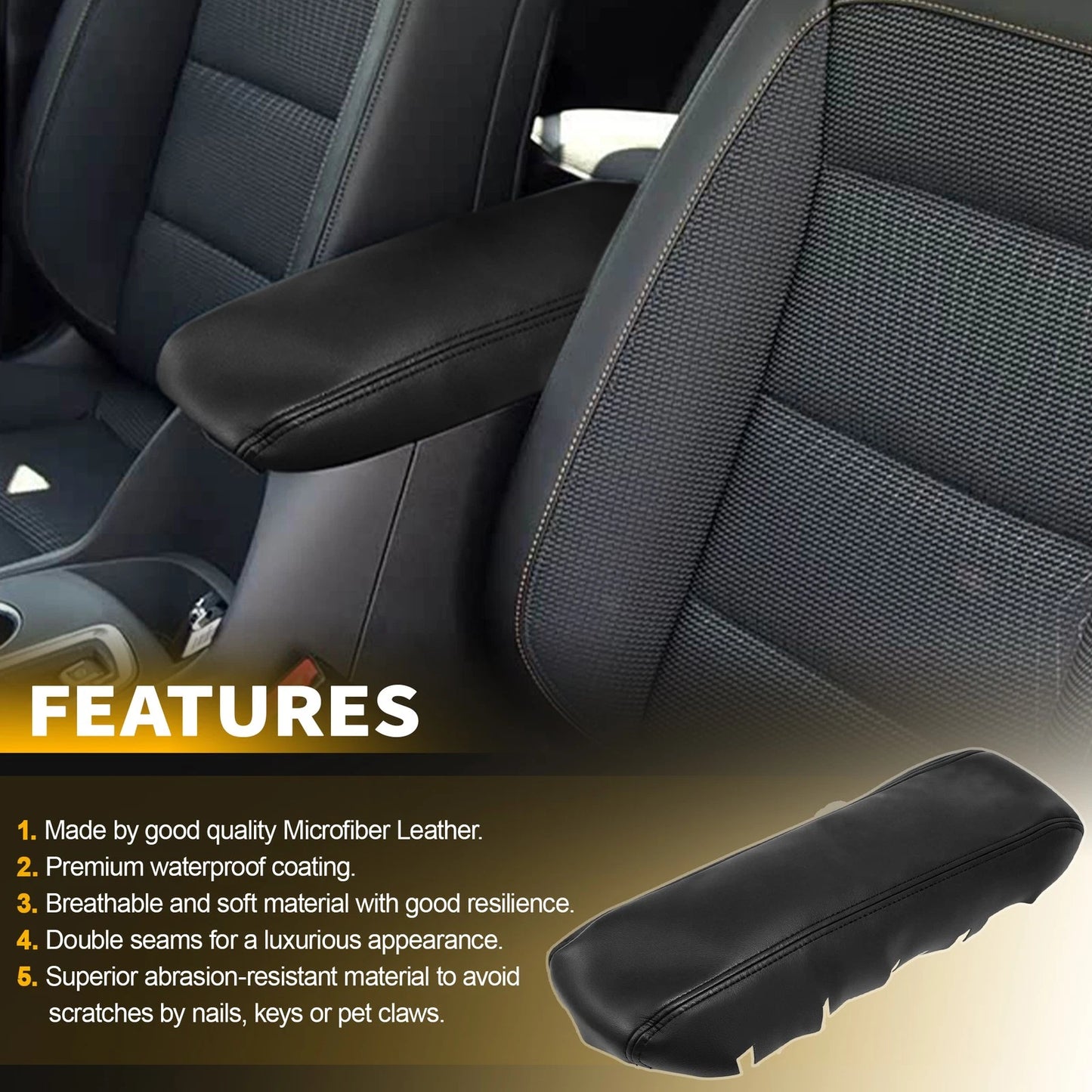 Leather Center Console Lid Armrest Cover Trim for Chevy Equinox (2010–2017)