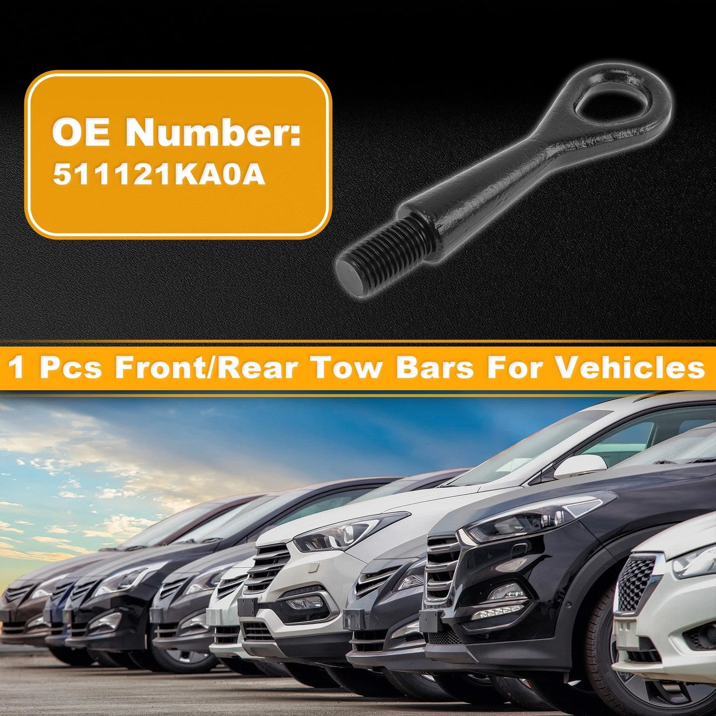 Tow Bars for Nissan Rogue (2011–2016) - Front/Rear Tow Hook, Metal, Black
