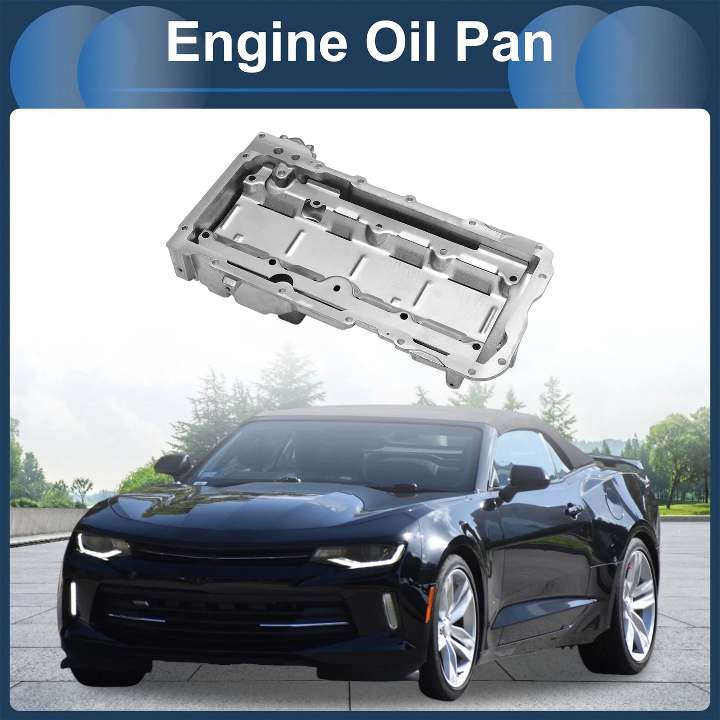 Engine Oil Pan for Chevrolet Camaro (1967-1987) - 1 x Aluminum Silver Tone