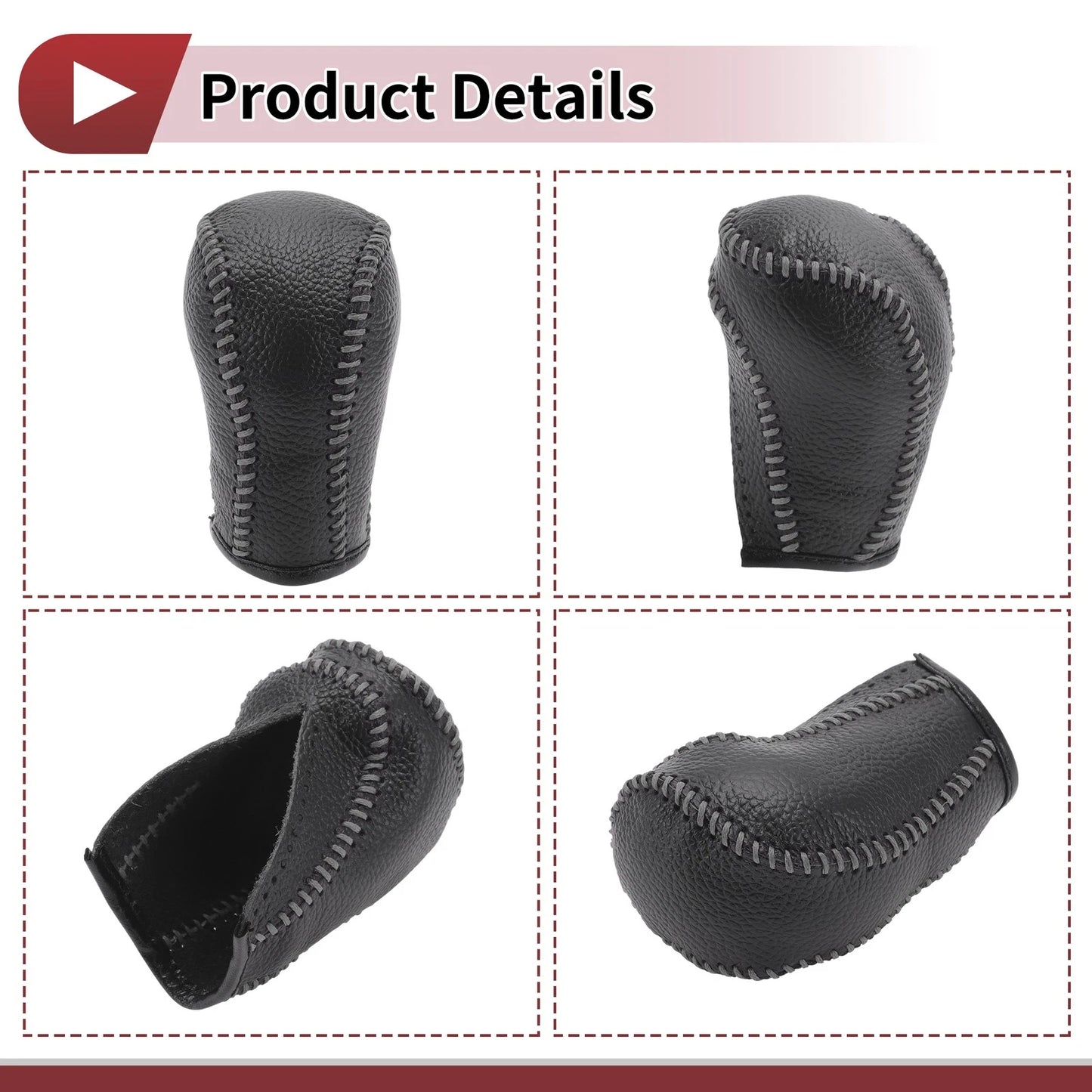 1 Pc Gear Shift Knob Cover for Mazda CX-5 (2013–2014) Black Gray Faux Leather