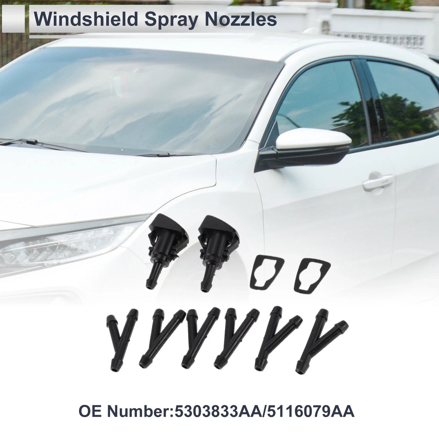 Windshield Washer Nozzle & 6 x Hose Connectors for Dodge