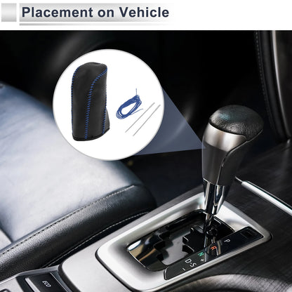 1 Pc Gear Shift Knob Cover for Nissan Tiida (2004-2012) Pebbled Black Blue