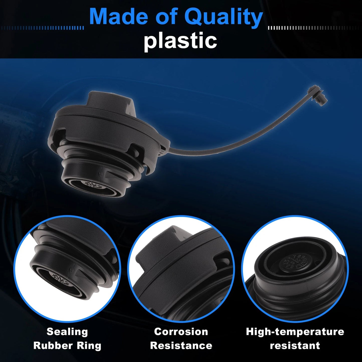 Gas Cap for Audi A1 (2010–2018) No. 7E0201550B Black