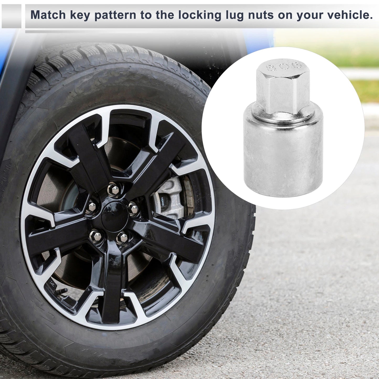 Wheel Lock Lugnut Antitheft Key Socket for Jeep Compass (2007–2023)
