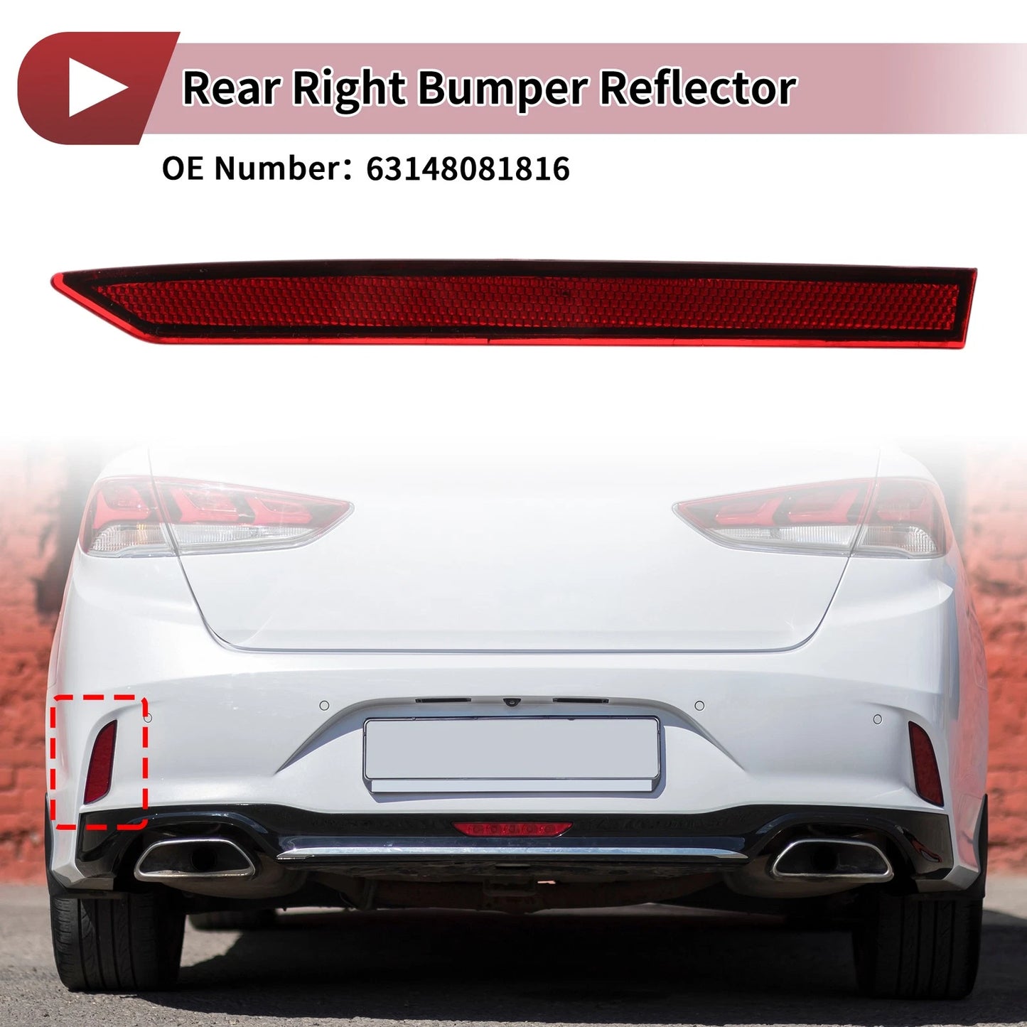 Rear Right Bumper Reflector No. 63148081816 for BMW M3 (2021–2024)