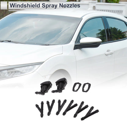 Windshield Washer Nozzle Set of 6 w/ Hose Connector for Toyota