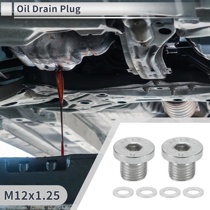 Set of 1 M12x1.25 Engine Oil Drain Plug with Gasket for Car Motorcycle