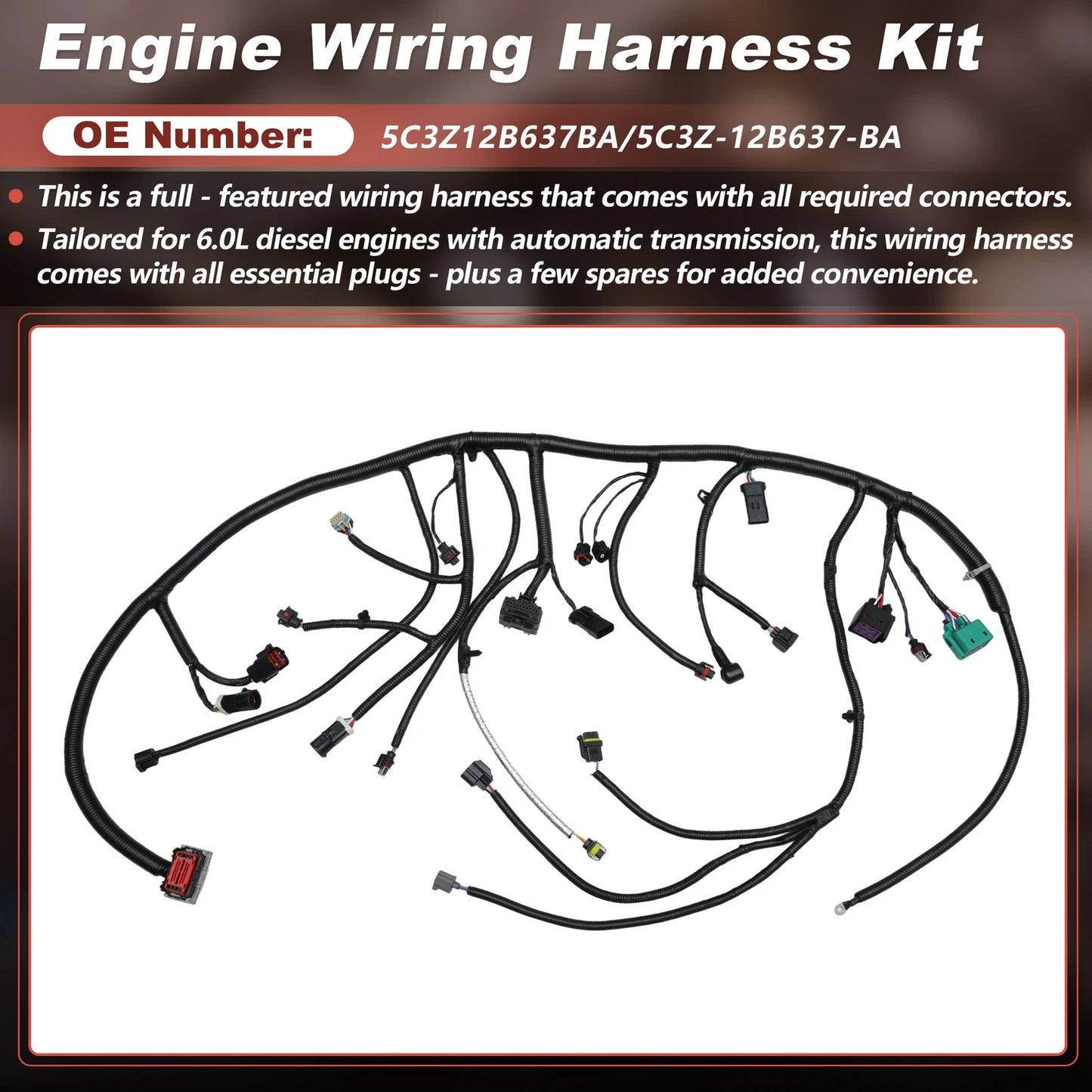 Engine Wiring Harness for Ford F250-F550 Super Duty 6.0L V8 (2005–2007) 5C3Z-12B637-BA