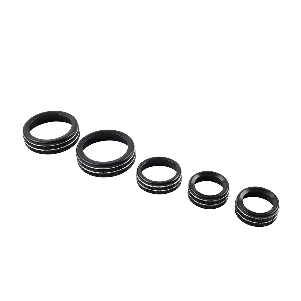 5 Pcs AC Headlight Radio Switch Knob Ring for Ford Maverick (2022–2023) Black