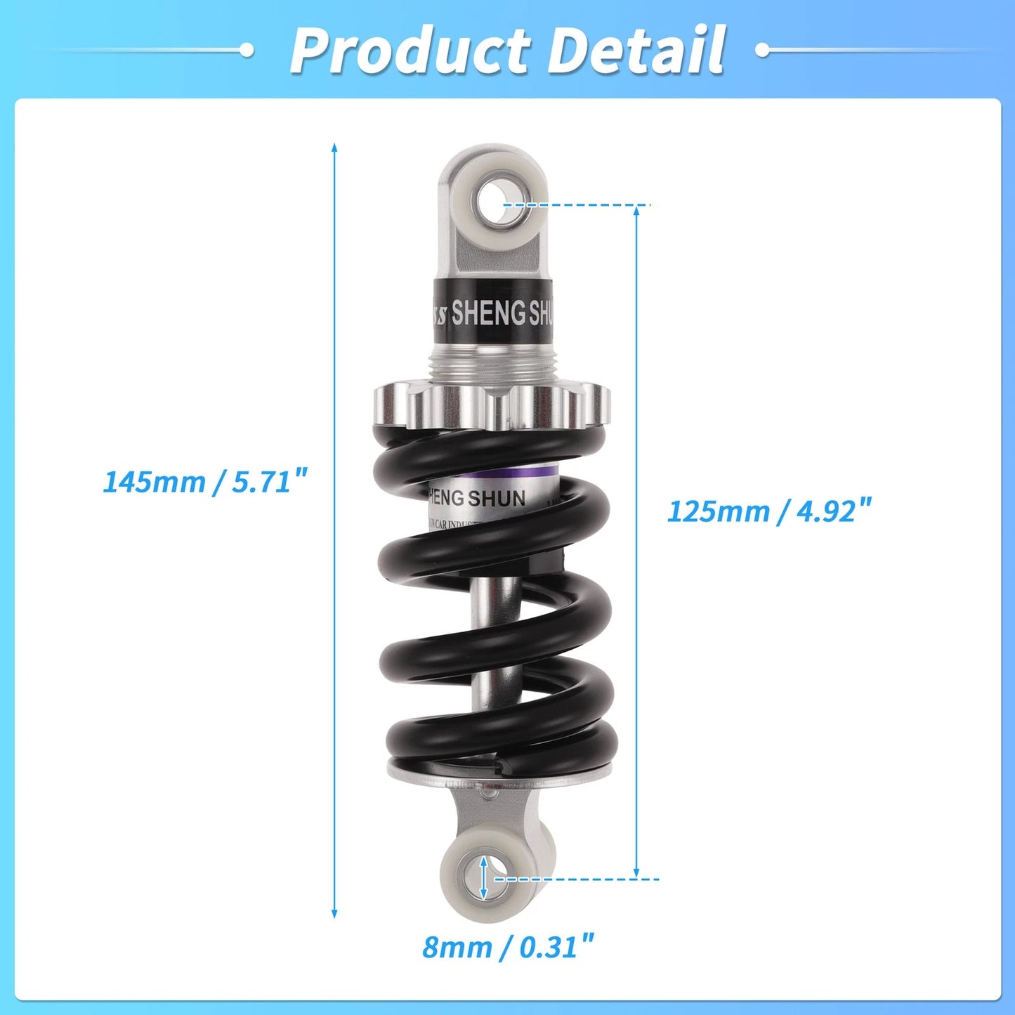 Coil Spring Suspension for Bicycle Motorcycle (125mm, 1200lbs)