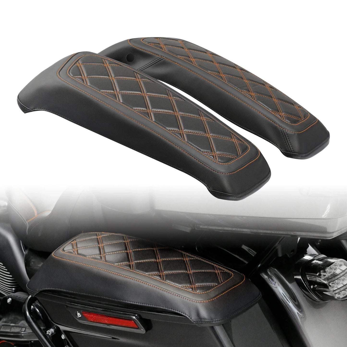Black Saddlebag Lid Covers for Harley Touring Road King Street Glide (14-23)