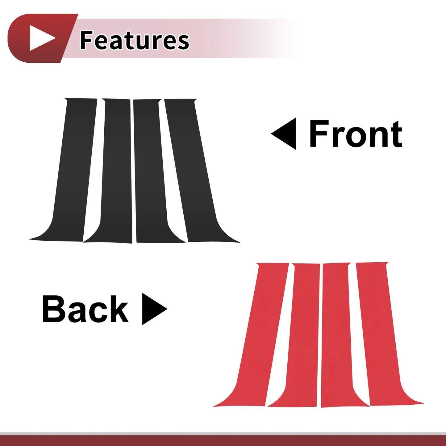 Door Pillar Window Trim for Ford F250 (1999–2014) Black