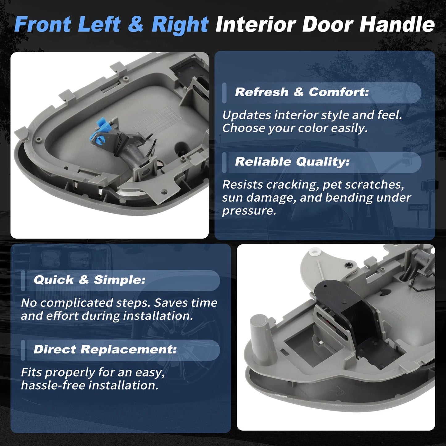 Set of 2 Interior Door Handles LH & RH for Chevrolet GMC C1500 K1500 (1999–2007)