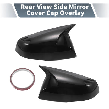 Pair Rearview Mirror Cover Overlay Gloss Black for Toyota RAV4 (2019–2022)