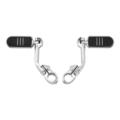 Chrome 1-1/4" Pegstreamliner Long Angled Highway Guard Foot Pegs for Harley