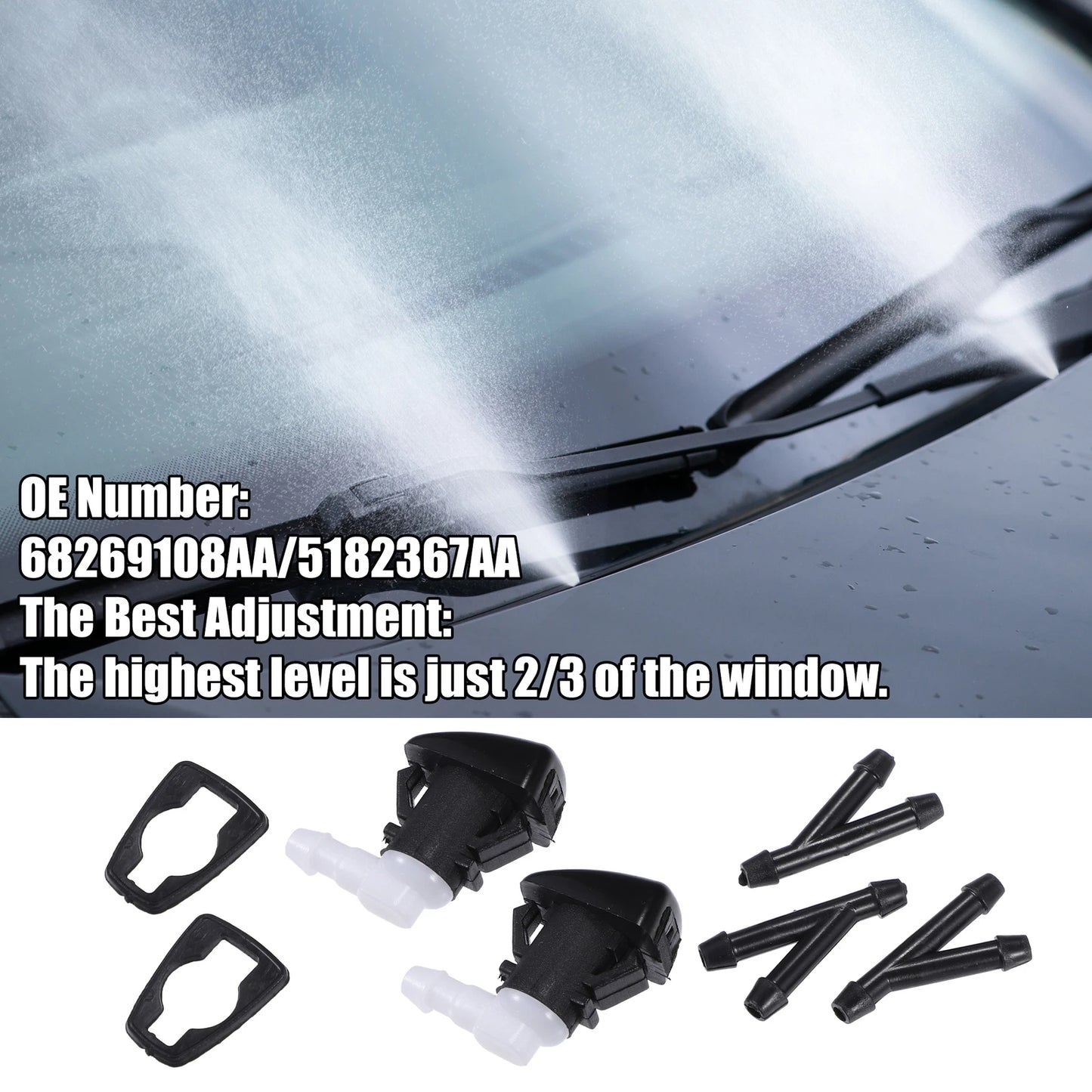 Set of 2 Windshield Washer Nozzles for Dodge Durango (2011–2023) No. 5182367AA