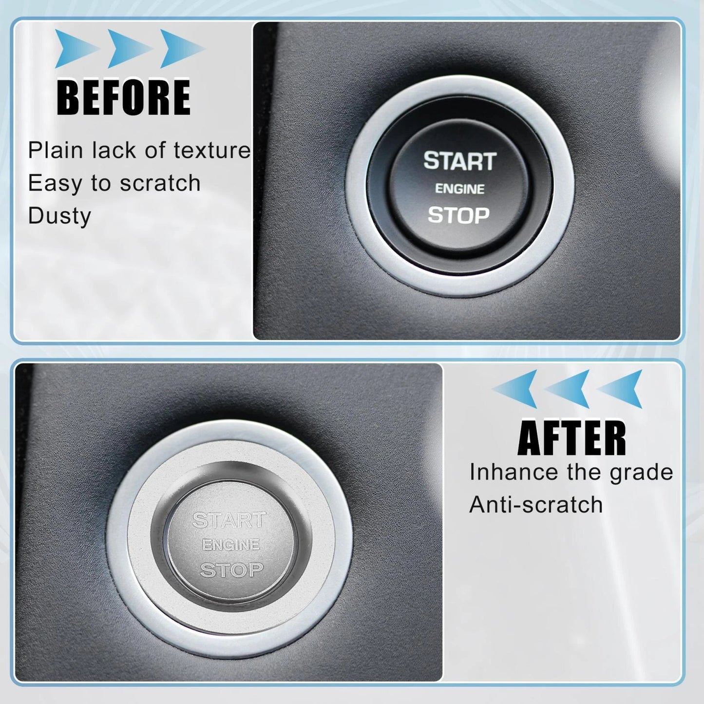 Engine Start Stop Button Cover Kit for Range Rover (2013–2022) Silver Tone