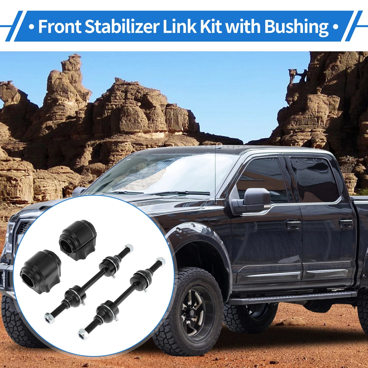 Set of 2 Front Stabilizer Bar Links with Bushings for Ford F-150 (No.K750362)