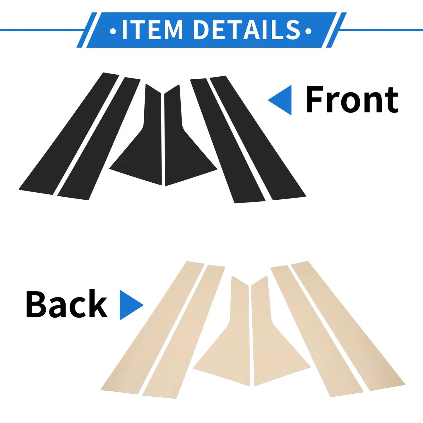 Set of 6 Door Pillar Window Trim for Kia Optima (2016–2020) Black