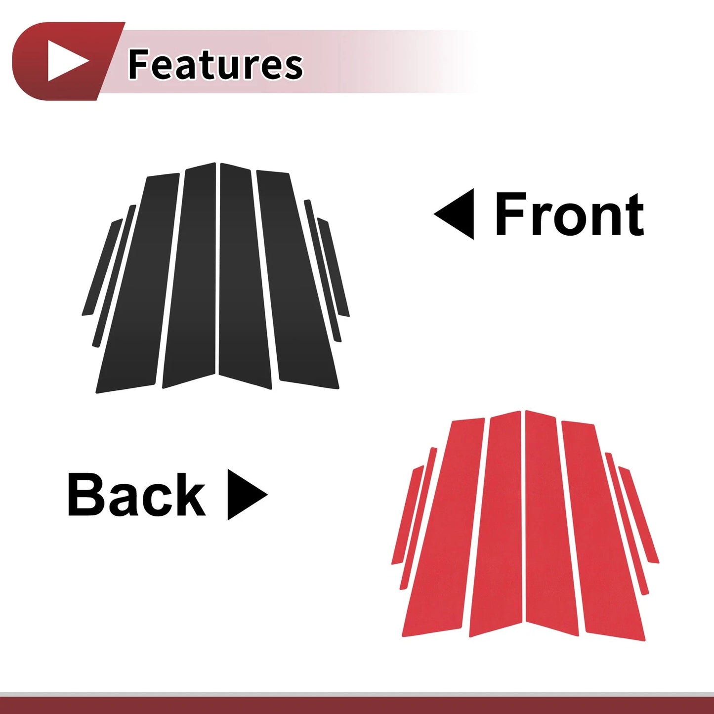 Set of 8 Car Door Pillar Window Trim for Toyota Prius (2023–2024) Black