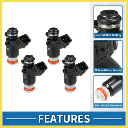 Fuel Injector for Honda Civic 2001-2005 DX, LX 1.7L - 4 x Black Injectors