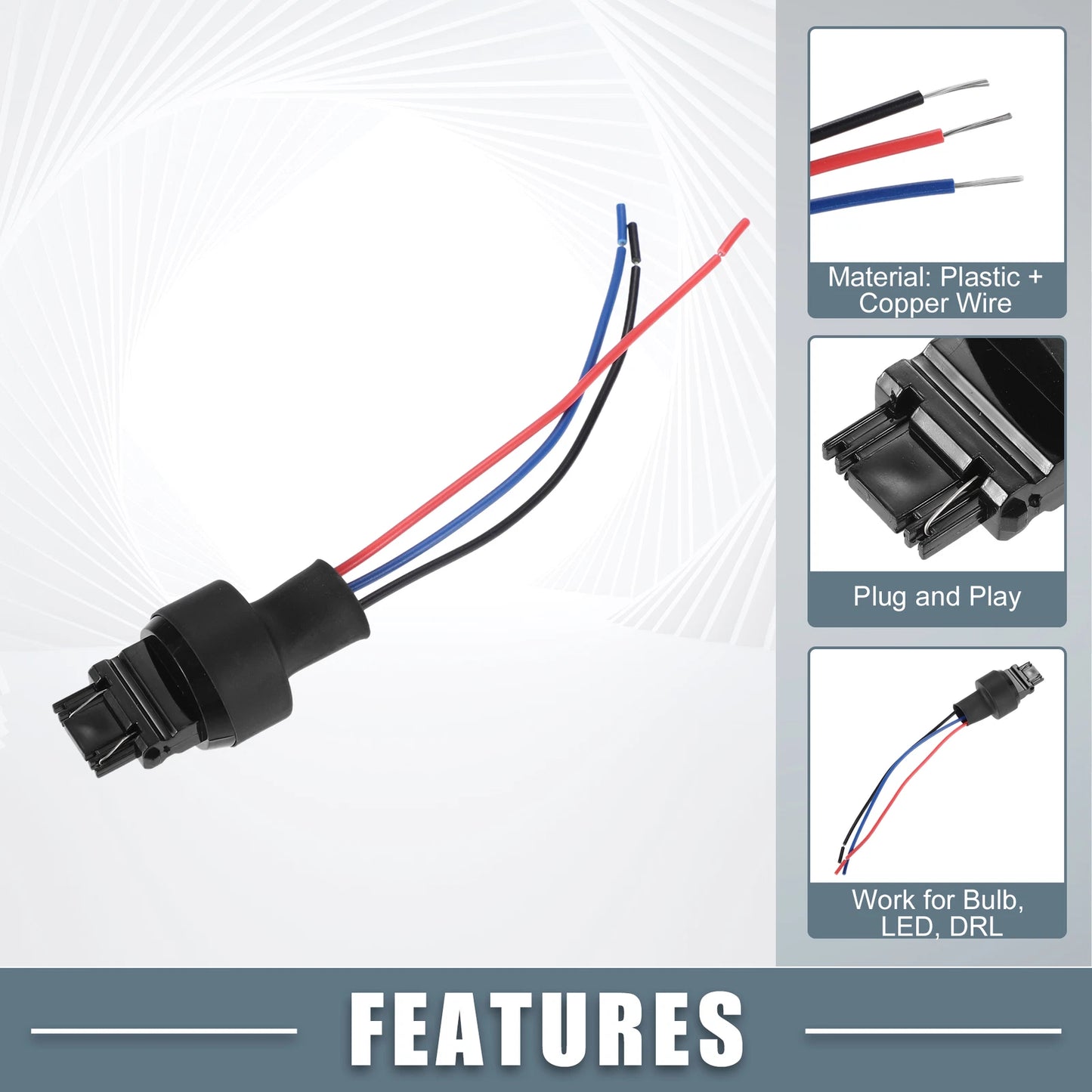 Set of 2 3157 Male Socket Harness for LED Turn Signal Brake Lights
