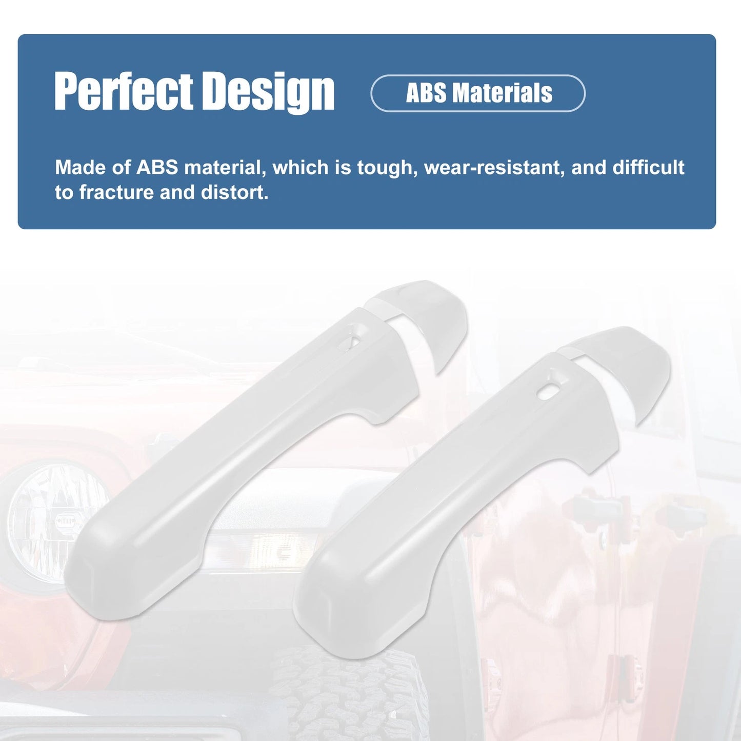 Set of 4 Door Handle Cover Trim for Jeep Wrangler JL JLU (2018–2023) White