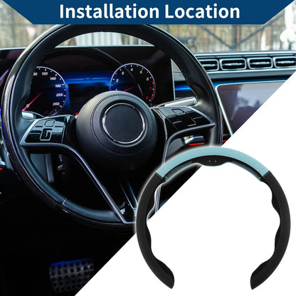 Steering Wheel Cover   - 14.96" Black Light Sky Blue