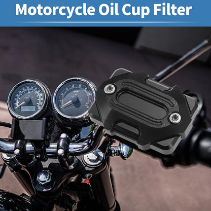 Set of 1 Oil Cup Filter for Motorcycle (Aluminum Alloy, Black)