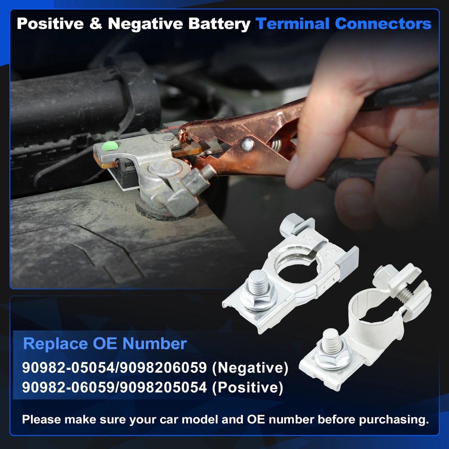 Positive Negative Battery Terminal Kit for Toyota 4Runner, Corolla, Lexus