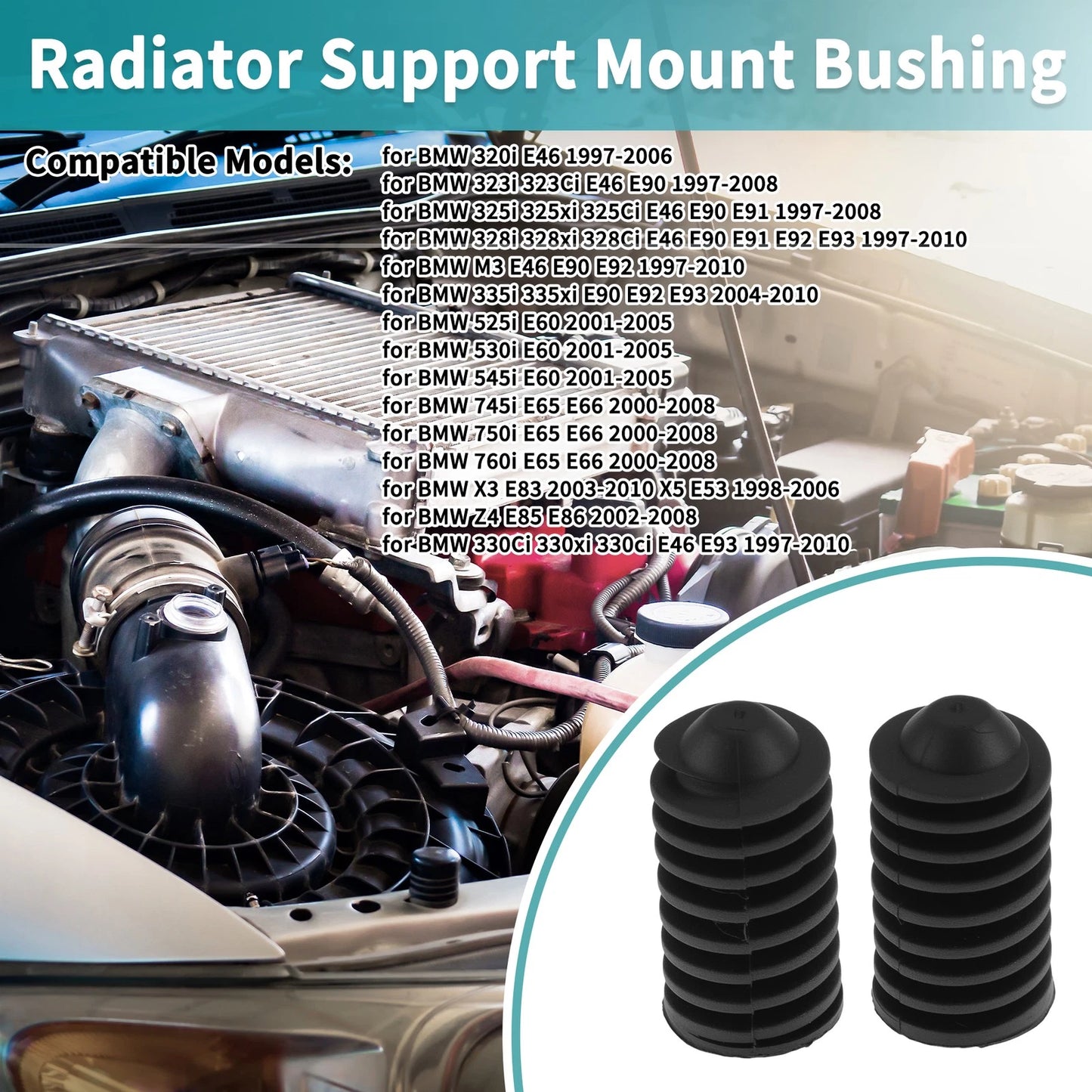 Set of 2 Radiator Mount Brackets for BMW 320i E46 (1997–2006) 17117514402