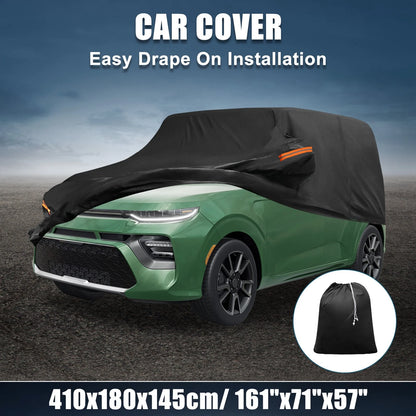Waterproof Car Cover for Kia Soul (2009–2024) 210D-PU Oxford, Zipper, Black