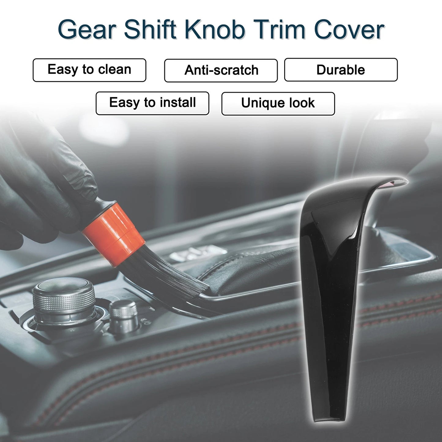 ABS Gear Shift Knob Cover Sticker for BMW 1 3 Series Z4 X1 (E90 E92) Black