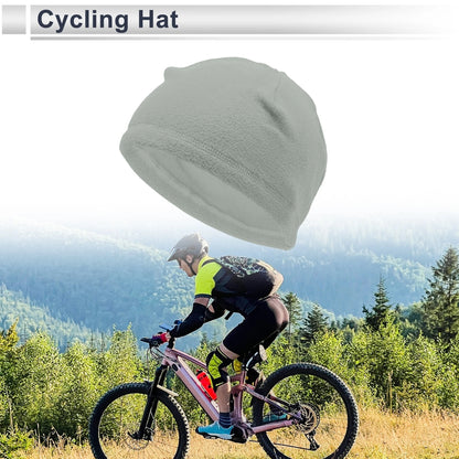 Cycling Hat for Universal Fit (1 Pcs) - Light Gray Polar Fleece 26x17cm
