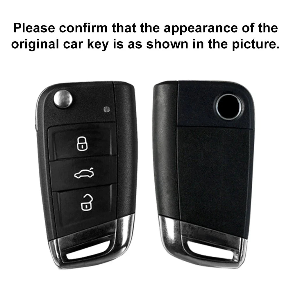 Key Case Cover for VW Polo, Golf 7, Tiguan, Skoda, SEAT (Silver/Black)