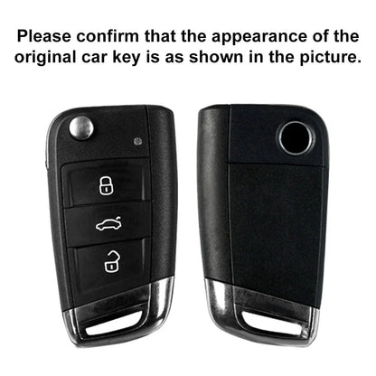 Key Case Cover for VW Polo, Golf 7, Tiguan, Skoda, SEAT (Silver/Black)