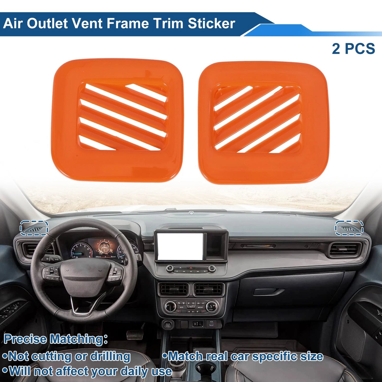 Air Condition Outlet Vent Trim Cover Frame for Ford Maverick (2022–2025) Orange