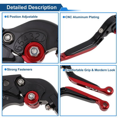 Short Long Brake Clutch Levers for Suzuki Hayabusa GSXR1300 (2008–2020) Black Red
