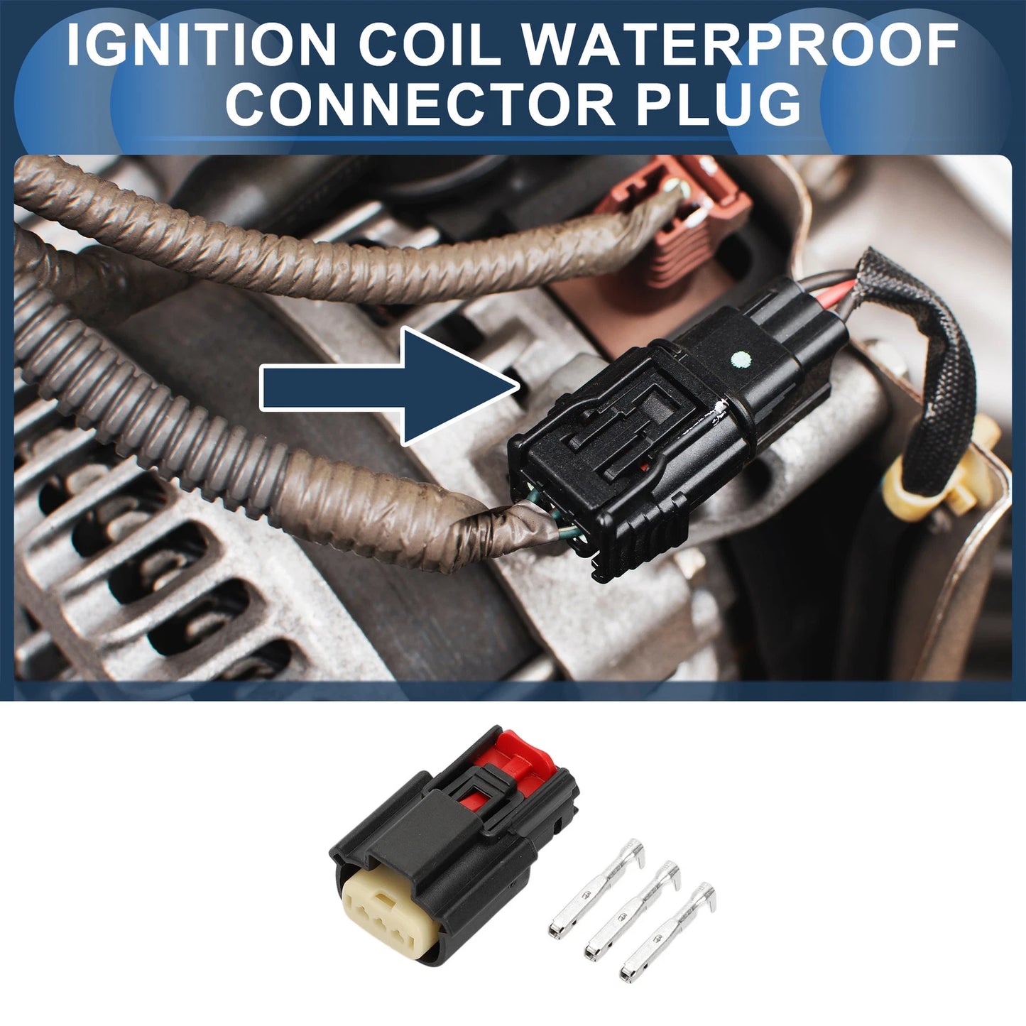 Set of 1 Ignition Coil Waterproof Connector Plug for Ford Mazda