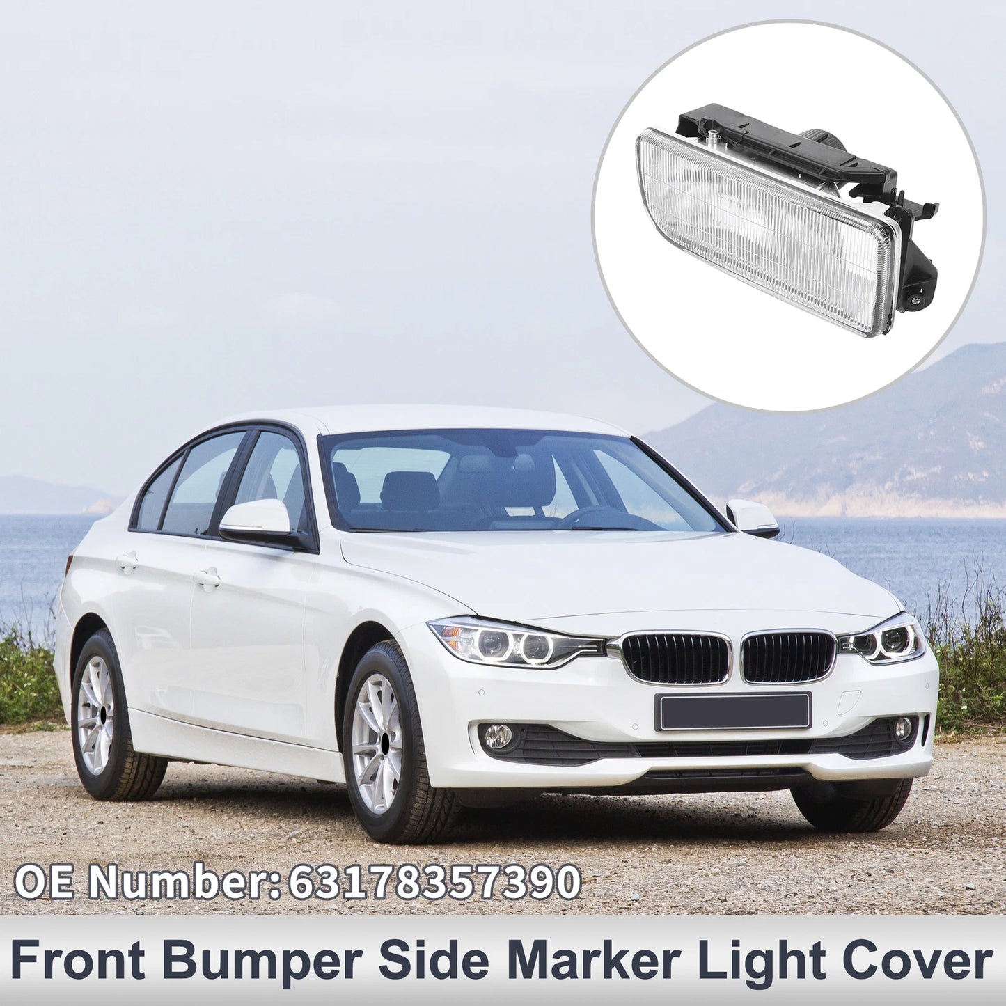 1 Pc Right Front Bumper Side Marker Light Cover for BMW 3 Series (No. 63178357390)