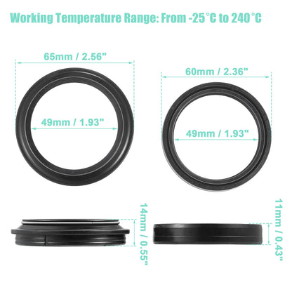 49mm x 60mm Front Fork Shock Oil Dust Seal Set for Kawasaki KLX400 (2003–2004)
