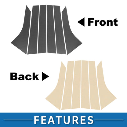 Set of 6 Door Pillar Window Trim for Ford Focus (2008–2011) Carbon Fiber