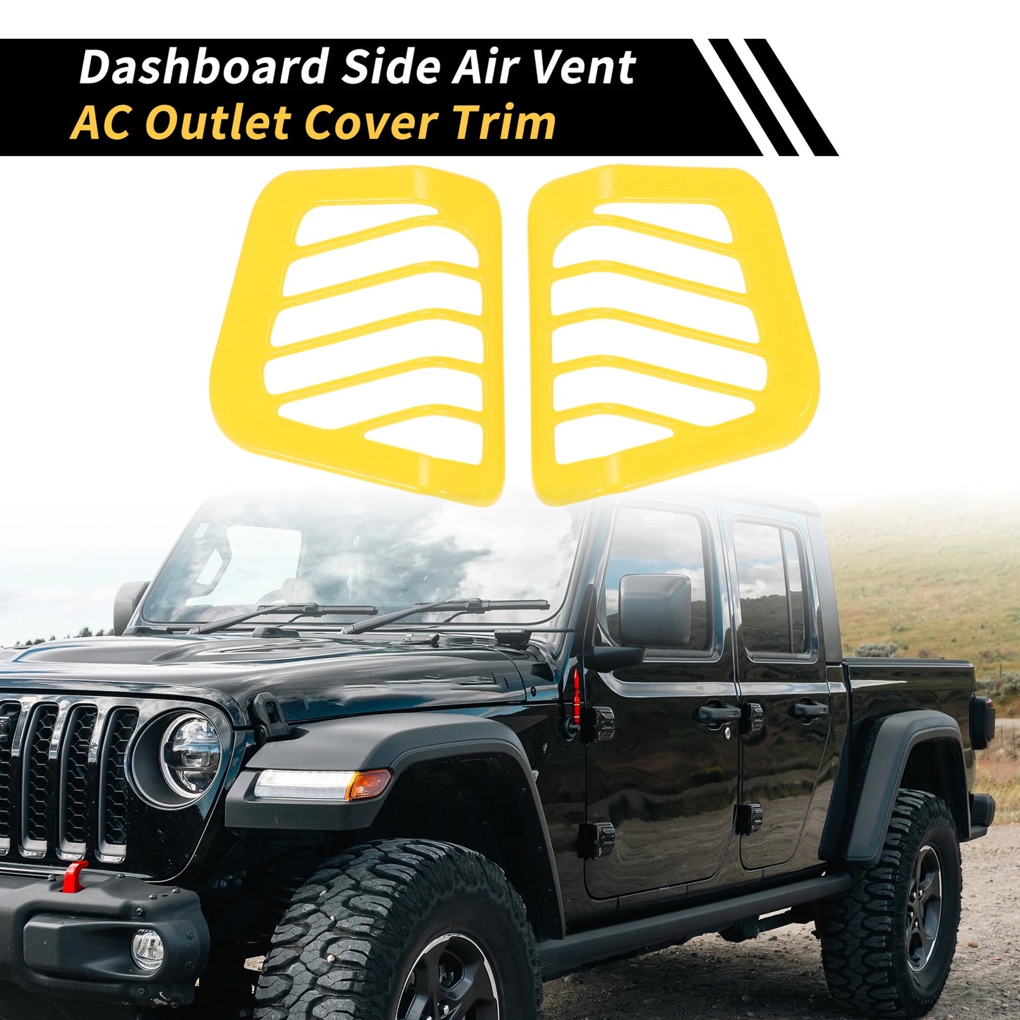 Dashboard Side Air Vent AC Outlet Cover for Jeep Wrangler JL JLU (2018–2024) Yellow