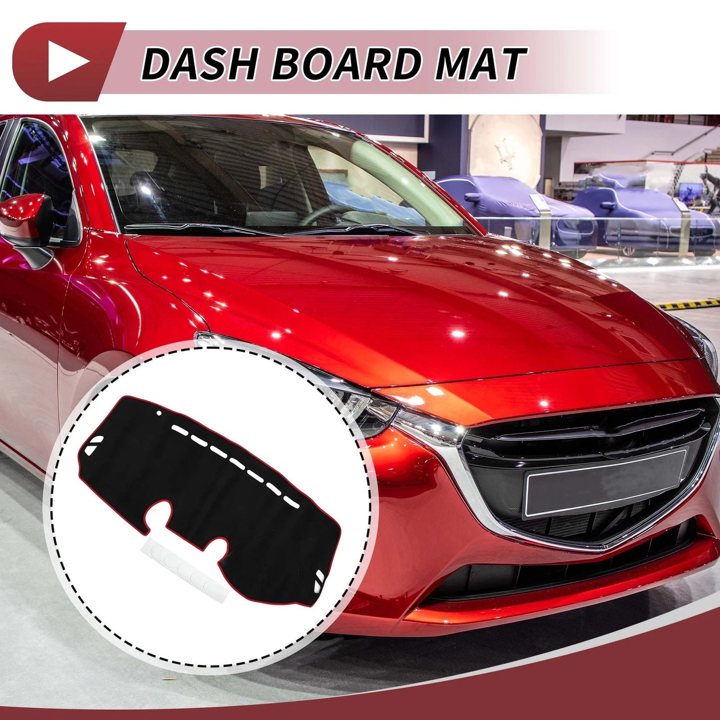 Dashboard Cover Mat for Mazda 2 Demio (2007–2014) Black Red Sun Protector