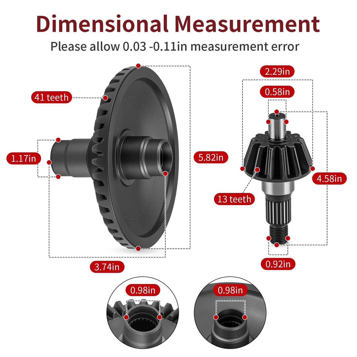 Rear Differential Gear Ring Pinion for Honda TRX420 Rancher (2015–2024)