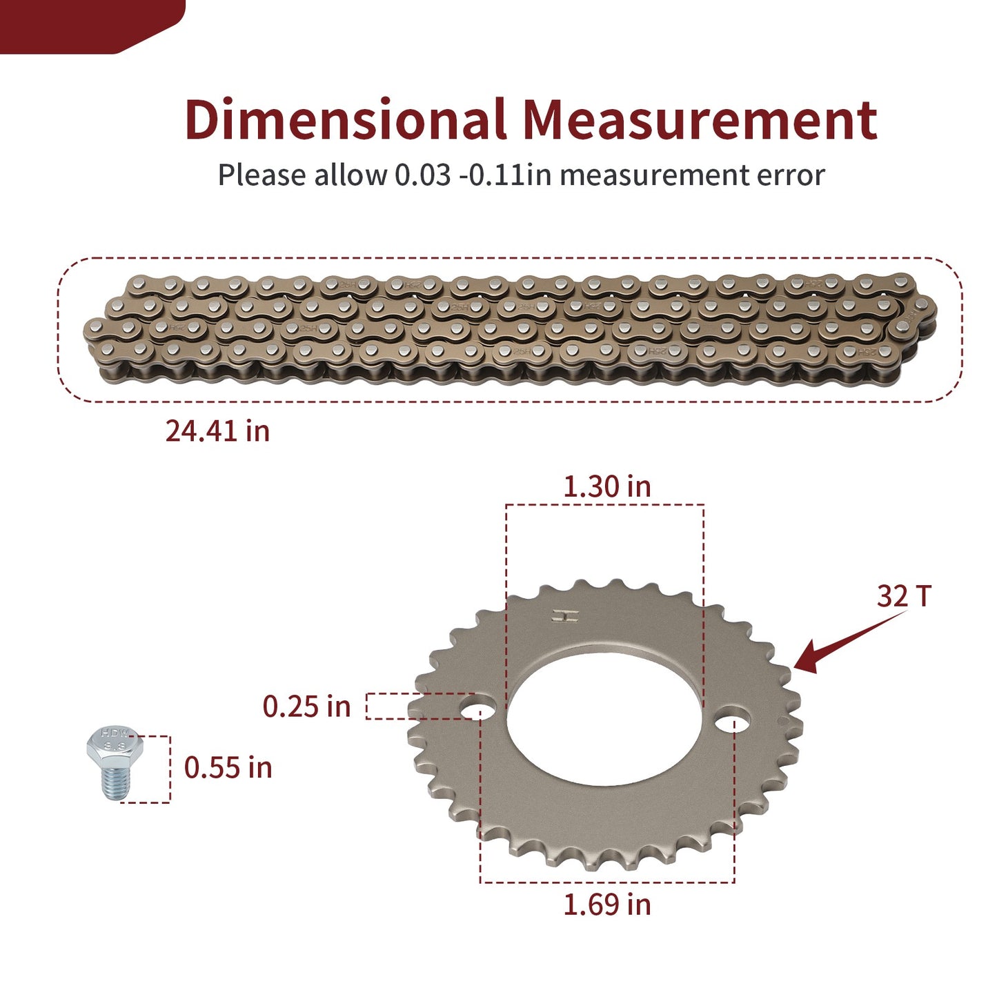 Timing Cam Chain with Sprocket for Honda XL100 XL125 (1976–1978)